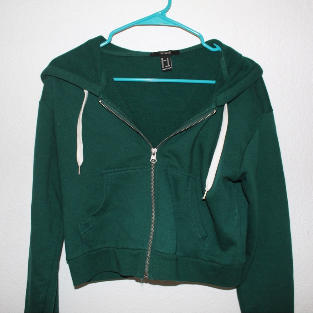 Forever 21 Cropped Zip Up Hoodie